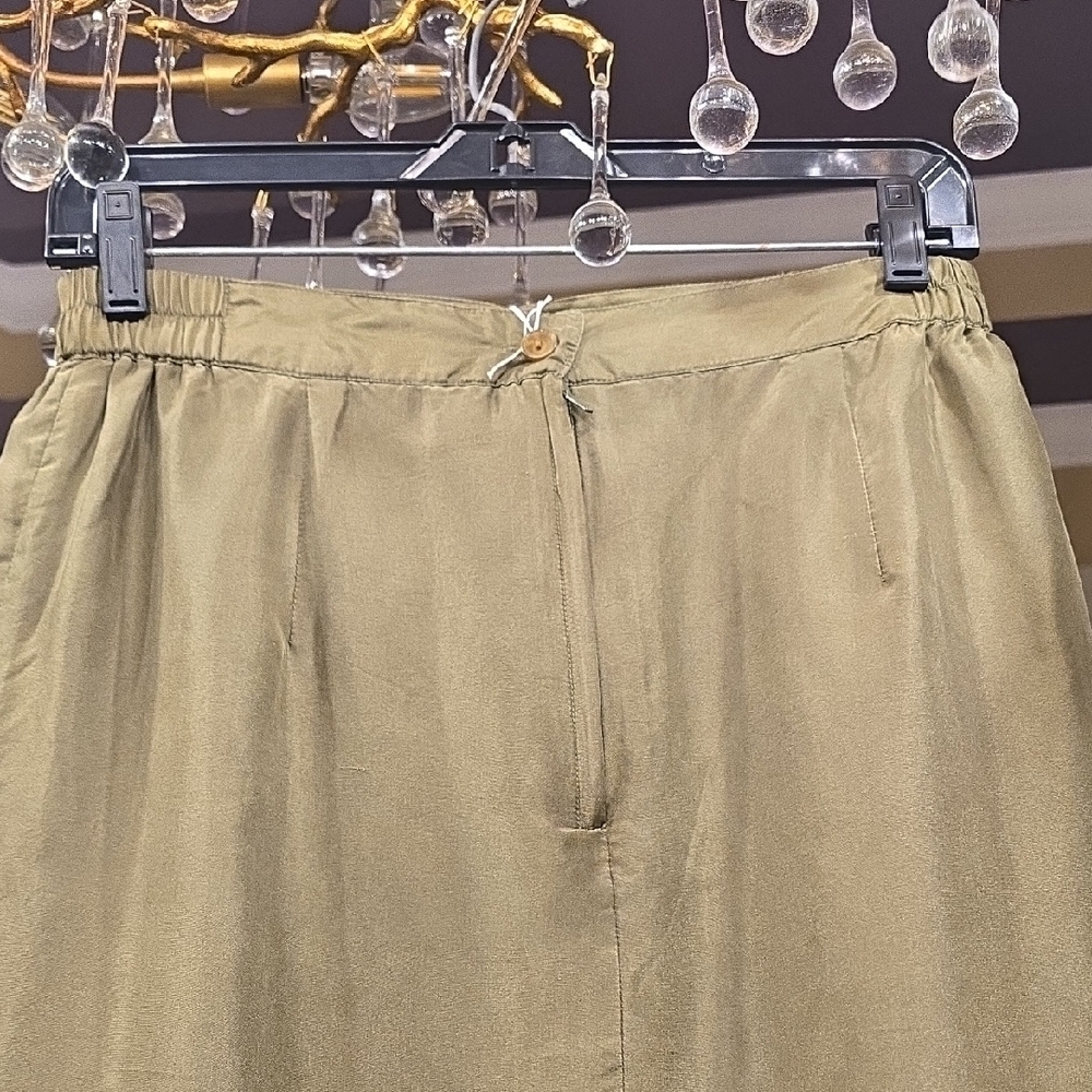 Pier 26 Silk Elegant Pencil Skirt in Olive Size M Washable - Picture 6 of 11